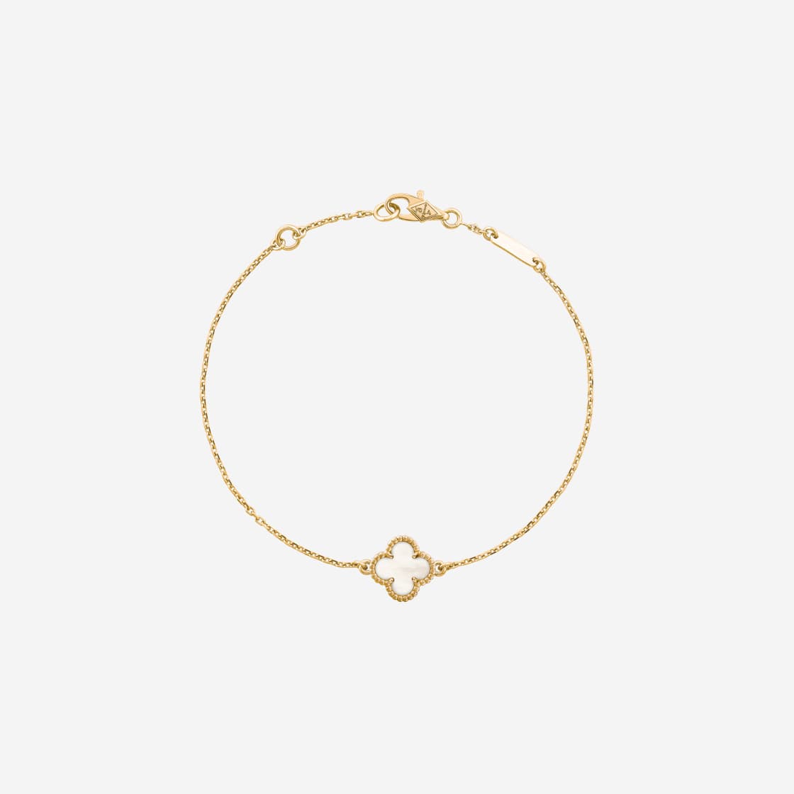 [Van Cleef & Arpels] 스위트 알함브라 브레이슬릿, 18K 옐로우 골드, 화이트 마더 오브 펄