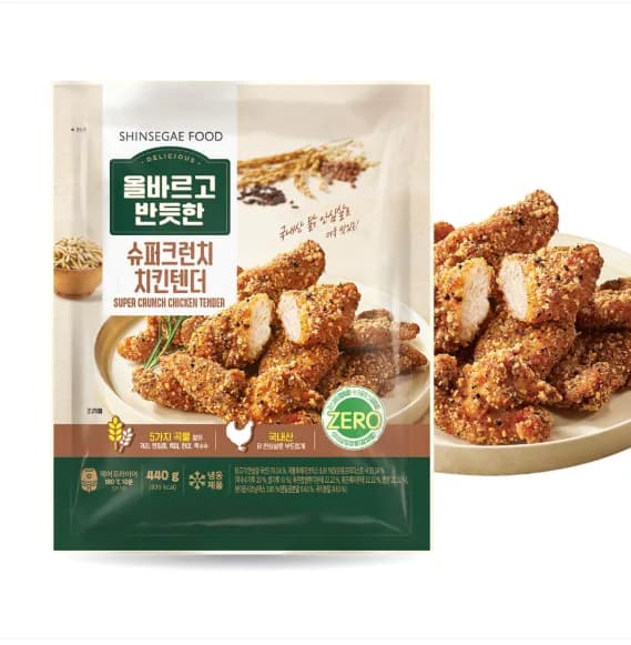 [SSG푸드] 올바르고 반듯한 슈퍼크런치 치킨 텐더 440g 2개+2개 올반 순살 너겟